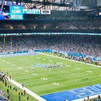 The Lions play against the Minnesota Vikings in Ford Field